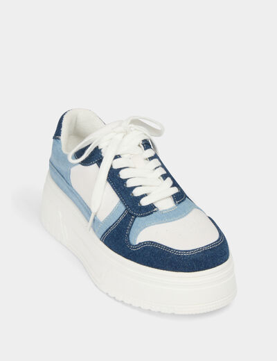 Baskets compensées blanc femme