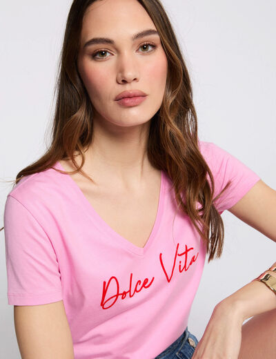 T-shirt mit Aufschrift rosa damen