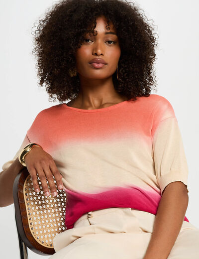 Bedruckter Pullover mit 3/4-Ärmeln mehrfarbig damen