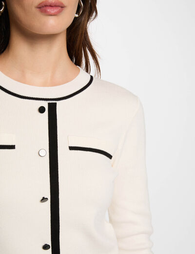 Langarm-Pullover mit Rundhalsausschnitt elfenbein damen