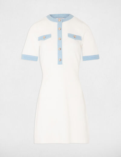 Robe tricot courte trapèze blanc femme