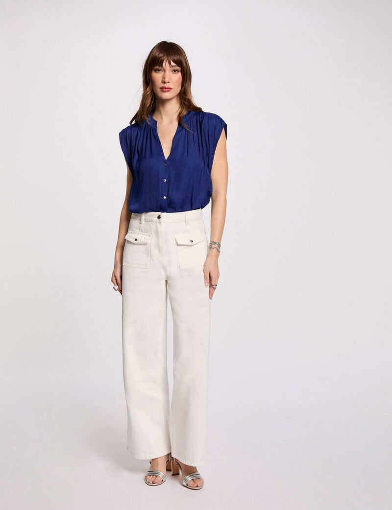 Blouse sans manches bleu electrique femme