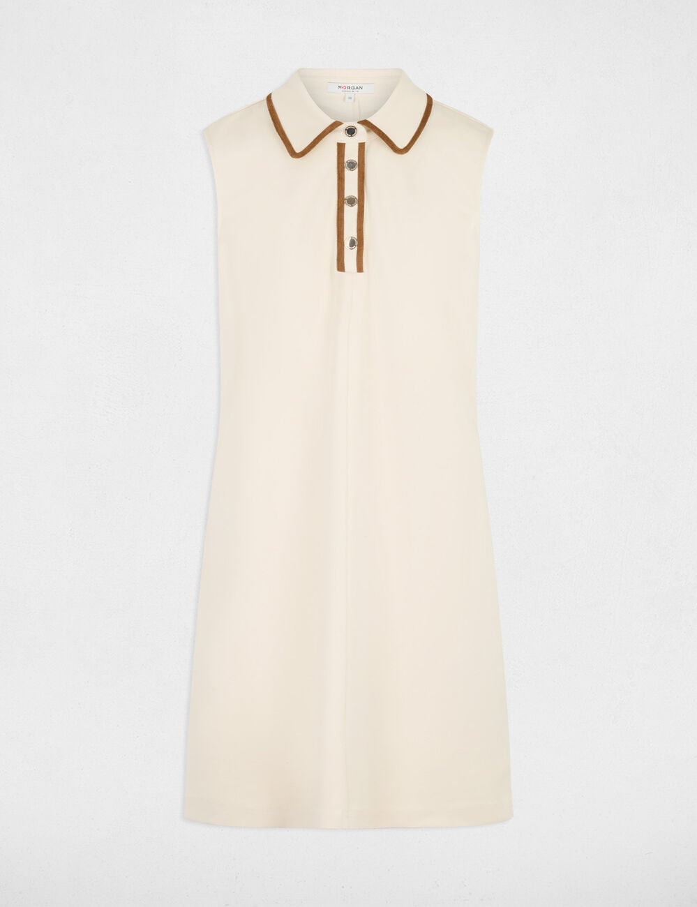 Robe courte col &agrave; revers ivoire femme