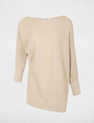Pullover mit Carmenausschnitt sandfarben damen