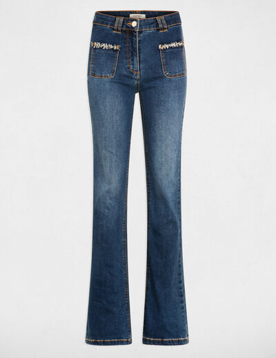Bootcut-Jeans mit Fransen stone denim damen
