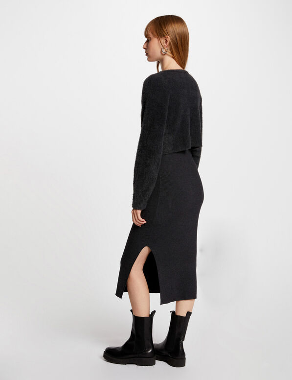 2 in 1 midi pulloverkleid dunkelgrau damen 2-in-1 Midi-Pulloverkleid dunkelgrau damen