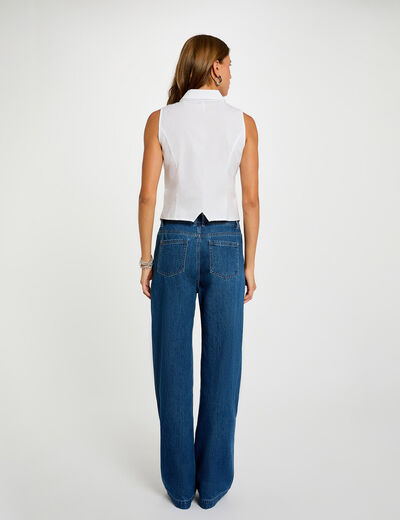 Chemise cintrée sans manches blanc femme