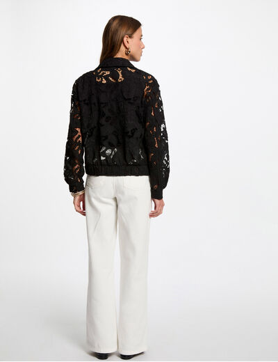 Kurze Jacke mit Spitze schwarz damen