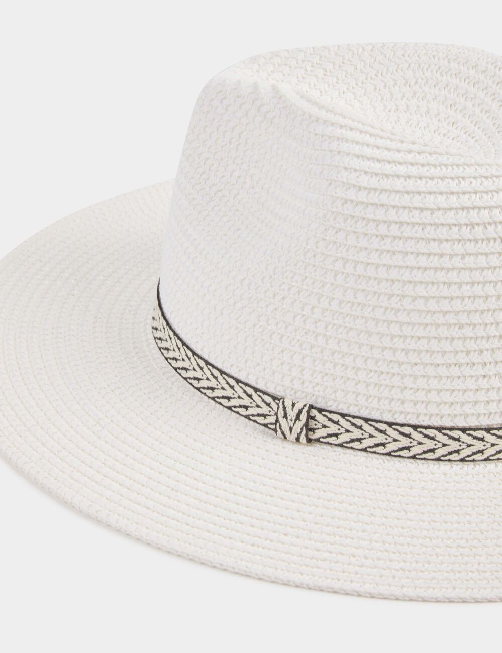 Grafischer Strohhut weiss damen