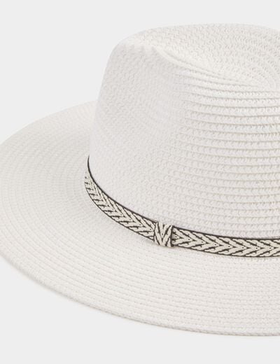 Grafischer Strohhut weiss damen