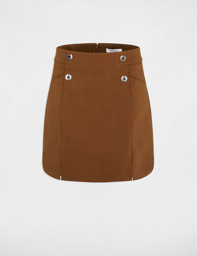 Jupe courte &agrave; boutons camel femme
