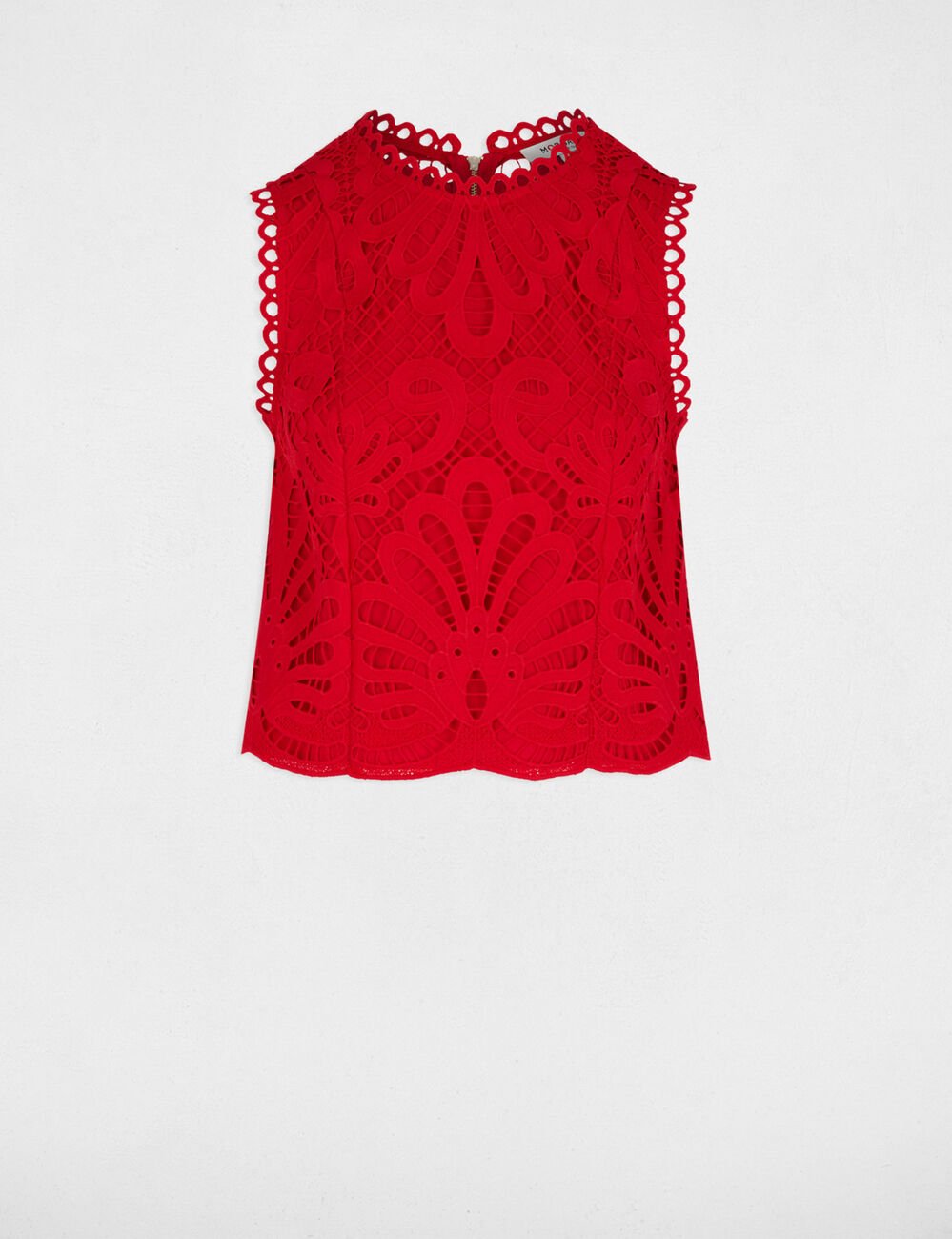 Top sans manches dentelle rouge femme