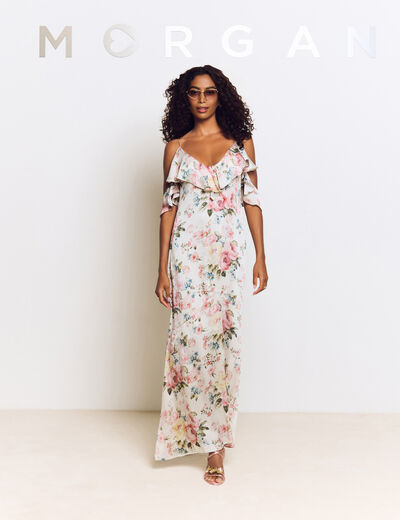 Langes, gerades Kleid mit Print mehrfarbig damen