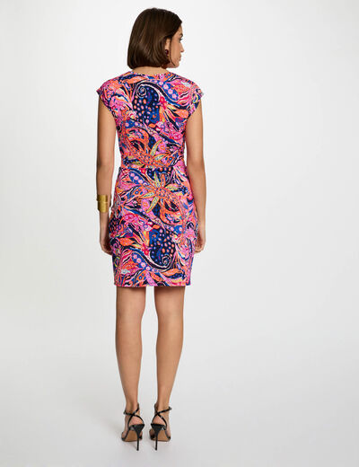 Kurzes figurbetontes Kleid mit Print mehrfarbig damen