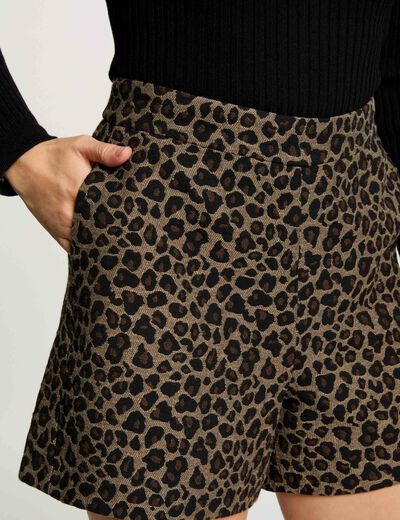 Gerader Leoparden-Short mehrfarbig damen