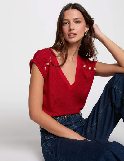 Kurzarm-T-Shirt rot damen