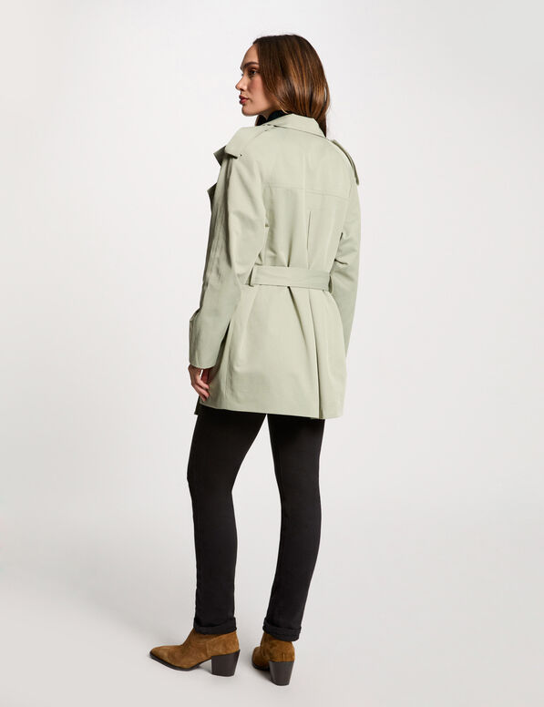 kurzer flieender trenchcoat hellgrun damen Kurzer, fließender Trenchcoat hellgrün damen