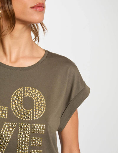 T-Shirt mit Aufdruck khakigrün damen
