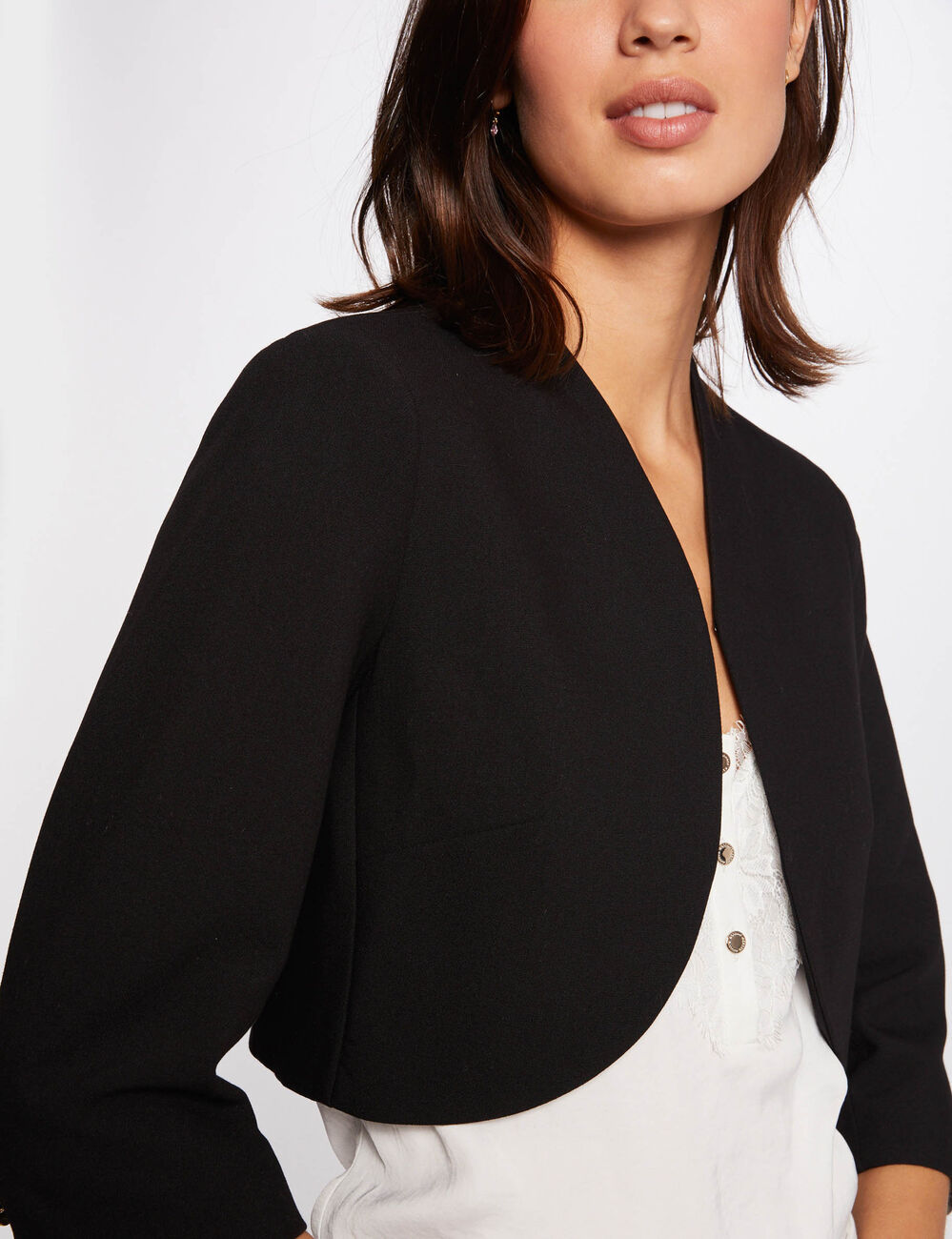 Gerade Jacke mit 3/4-Ärmeln schwarz damen