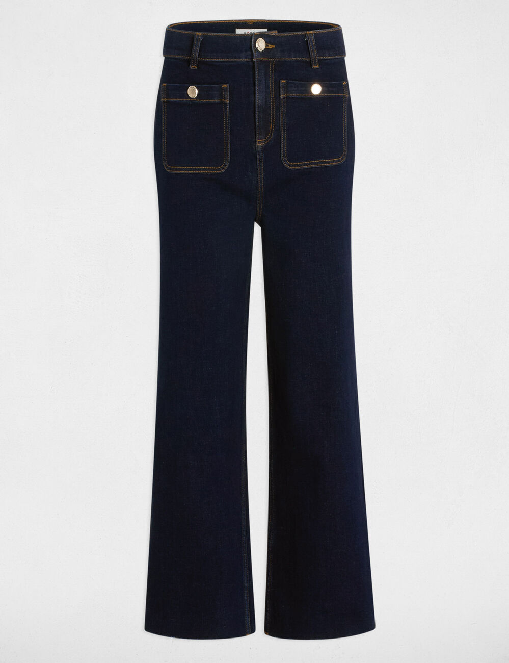 Pantalon jambe large 7/8ème denim brut femme
