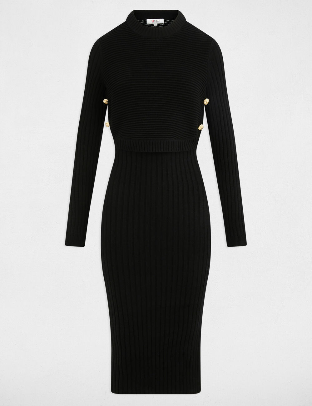 Kleid aus Strick mit langen &Auml;rmeln schwarz damen