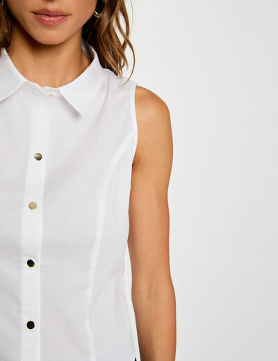 Chemise cintrée sans manches blanc femme