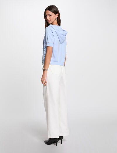 Gilet manches courtes capuche bleu ciel femme