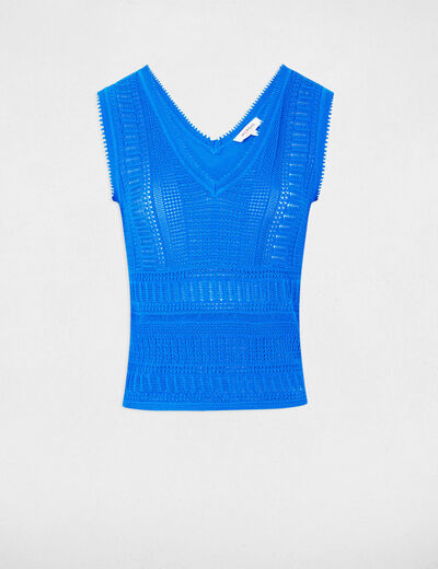 Pullover mit Ajourmuster elektrisch blau damen