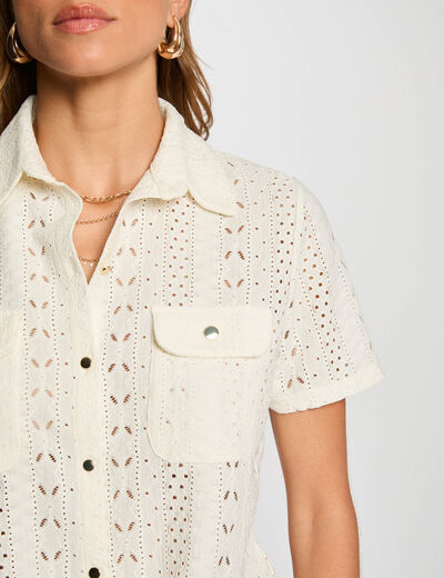 Chemise manches courtes ivoire femme