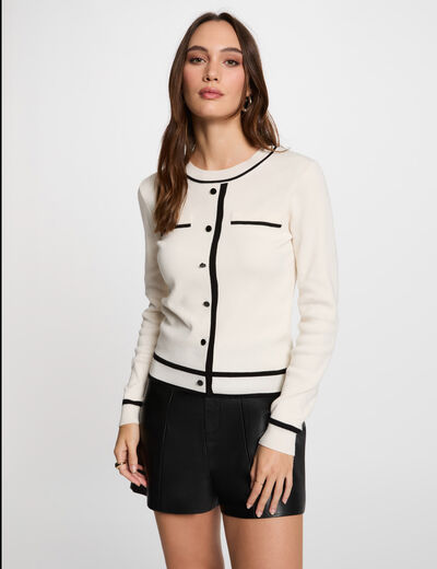 Langarm-Pullover mit Rundhalsausschnitt elfenbein damen