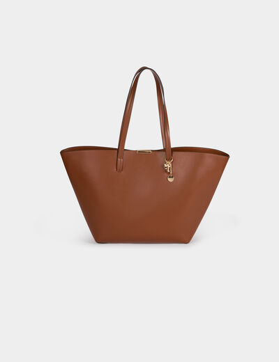 Sac cabas trapèze camel femme
