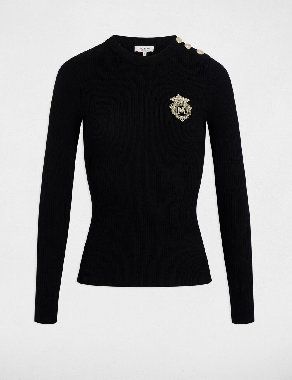 Pullover mit Rundhalsausschnitt schwarz damen