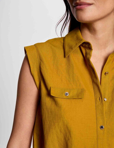 Blouse sans manches jaune moutarde femme