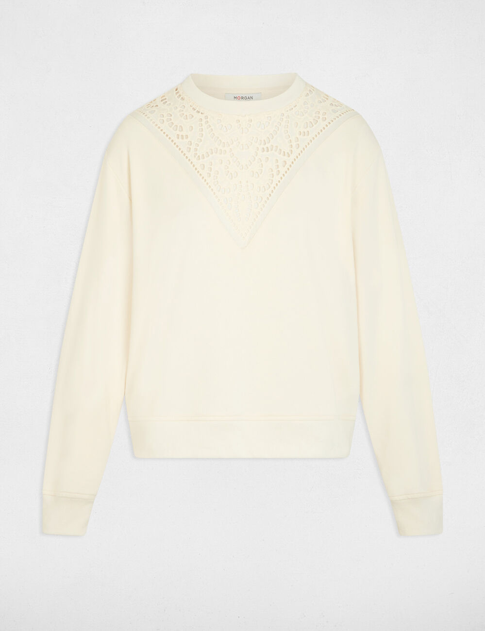 Langarm-T-Shirt elfenbein damen