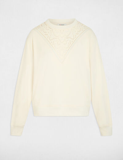 Langarm-T-Shirt elfenbein damen