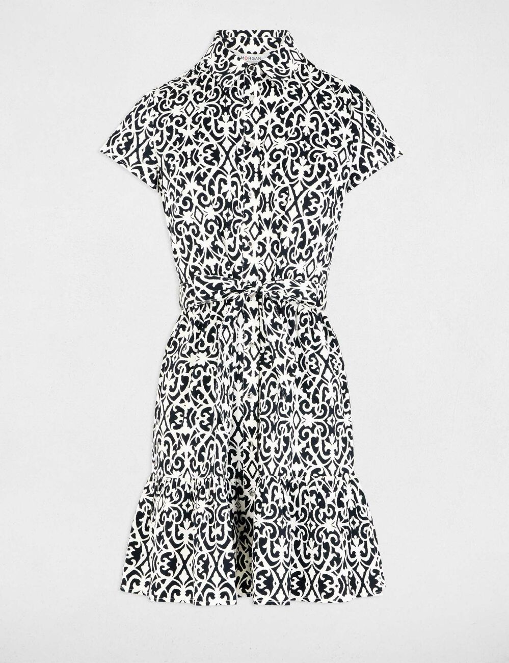 Robe courte trapèze imprimée multicolore femme