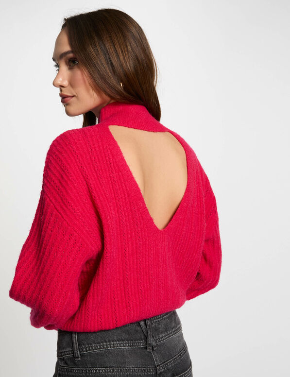 Rollkragenpullover himbeerrosa damen