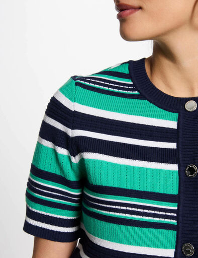 kurzarmelige gestreifte strickjacke mehrfarbig damen Kurzärmelige gestreifte Strickjacke mehrfarbig damen