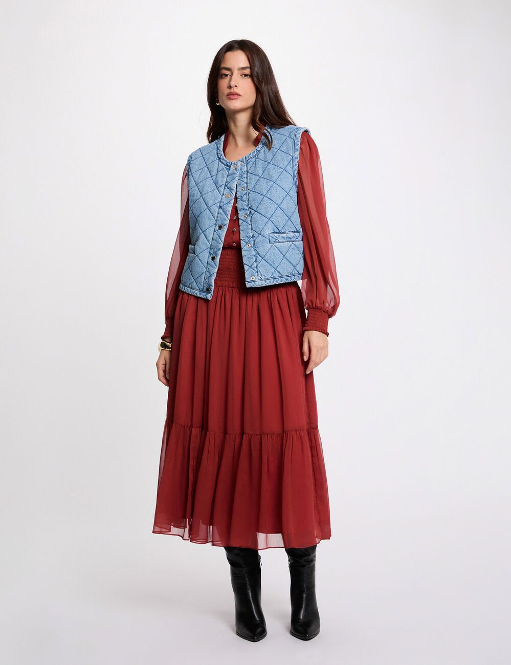 &Auml;rmellose Steppweste stone denim damen