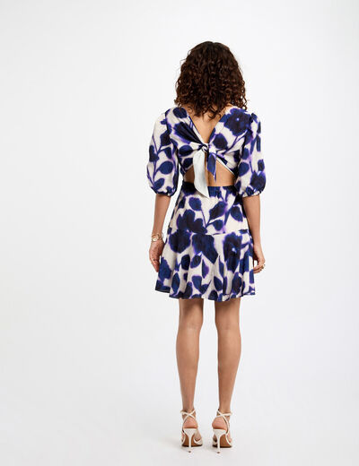 Robe courte évasée imprimée multicolore femme