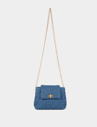Sac pochette jean matelassé denim stone femme