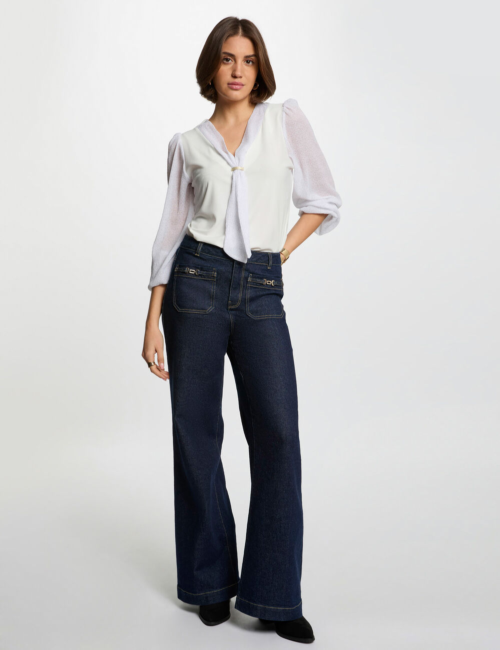 Langärmliges T-Shirt weiss damen