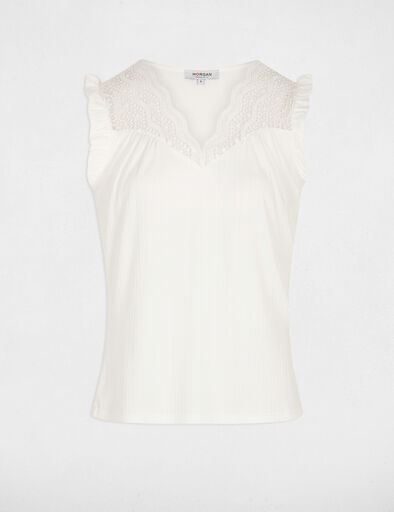 plissee top mit spitze elfenbein damen Plissee-Top mit Spitze elfenbein damen