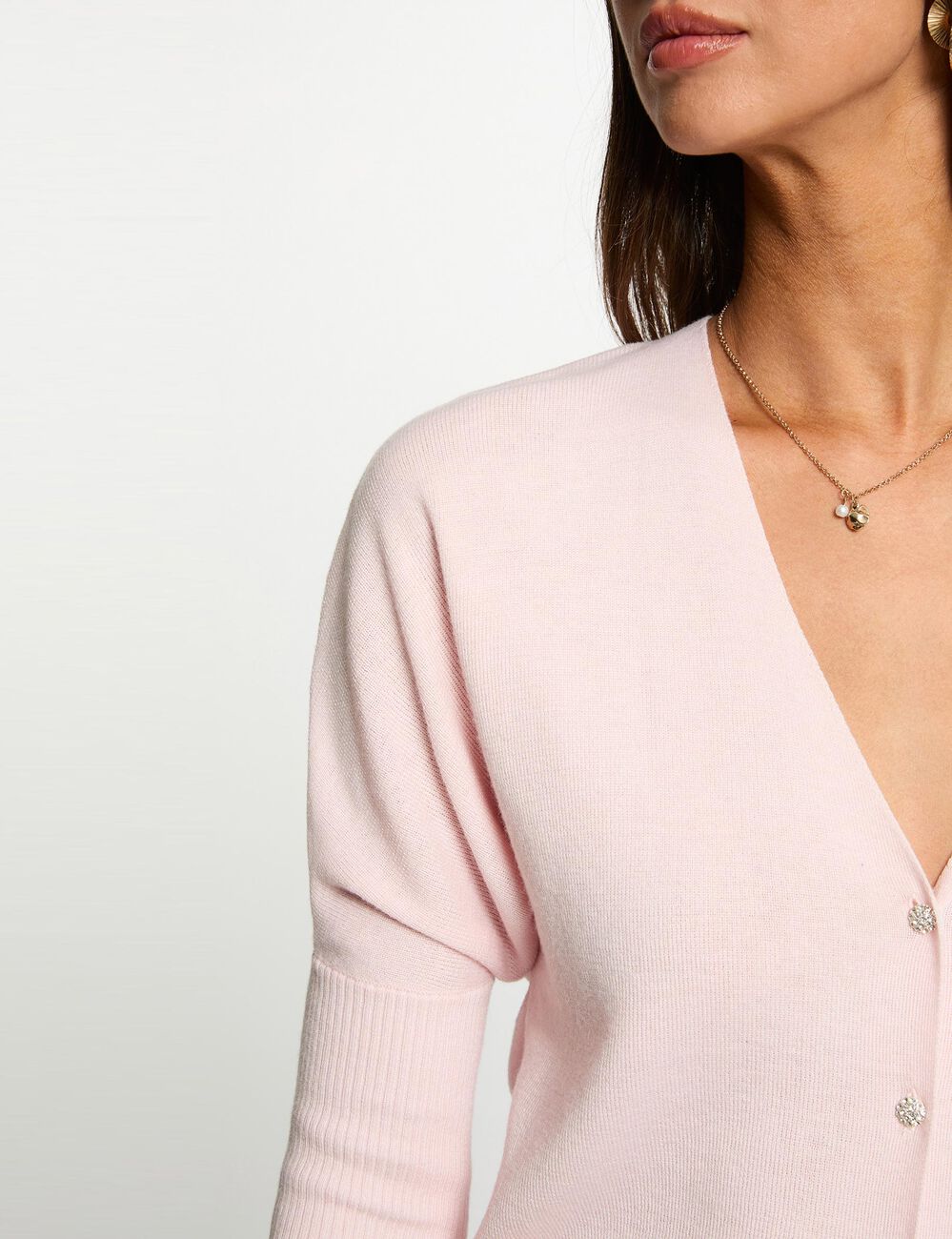 Strickjacke mit V-Ausschnitt hellrosa damen