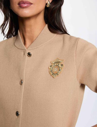 Pull col teddy camel femme