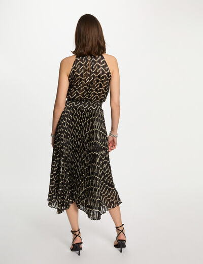 Robe longue évasée imprimée multicolore femme