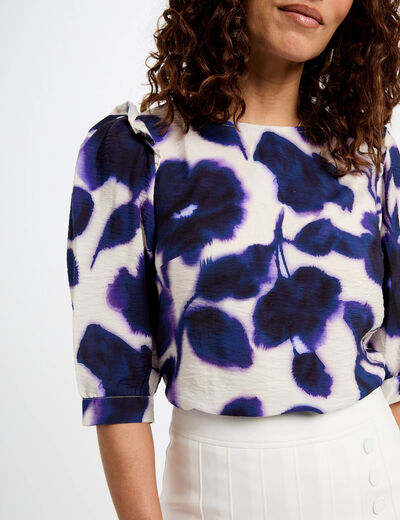 Blouse manches 3/4 imprimée multicolore femme
