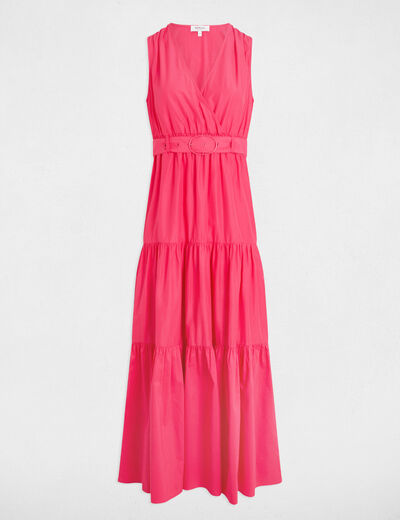 Robe longue droite rose fushia femme