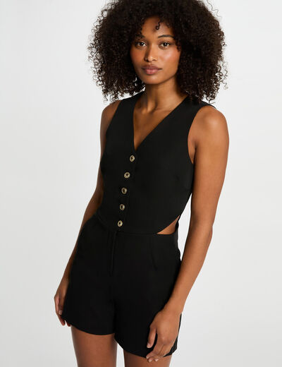 Ärmelloser kurzer Jumpsuit schwarz damen