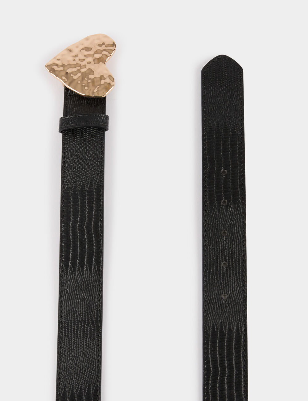 Krokogürtel mit Herzschnalle schwarz damen